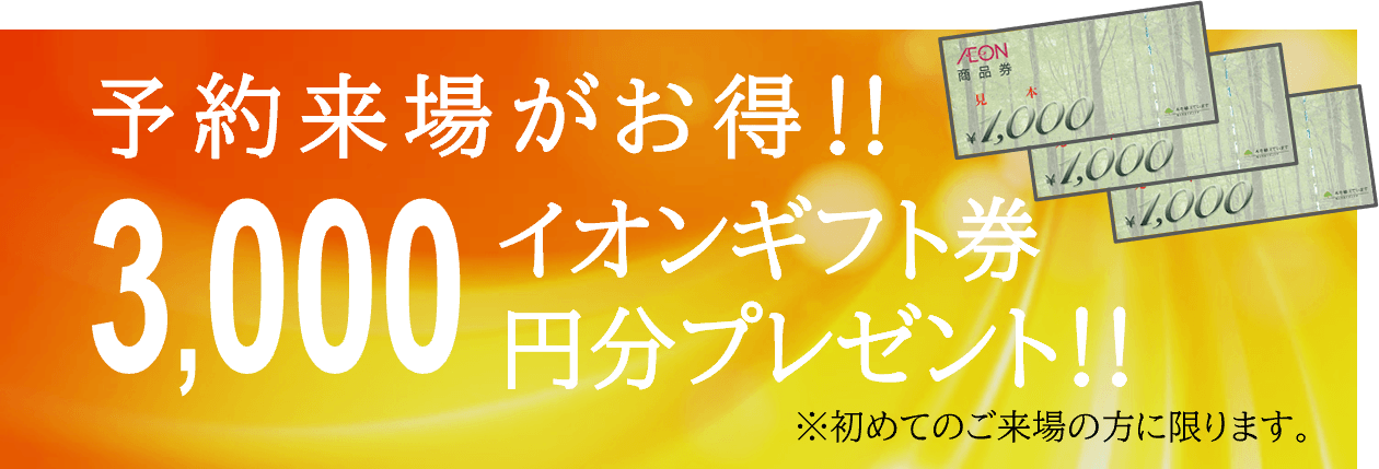 来場予約がお得！3000円分イオンギフト券プレゼント